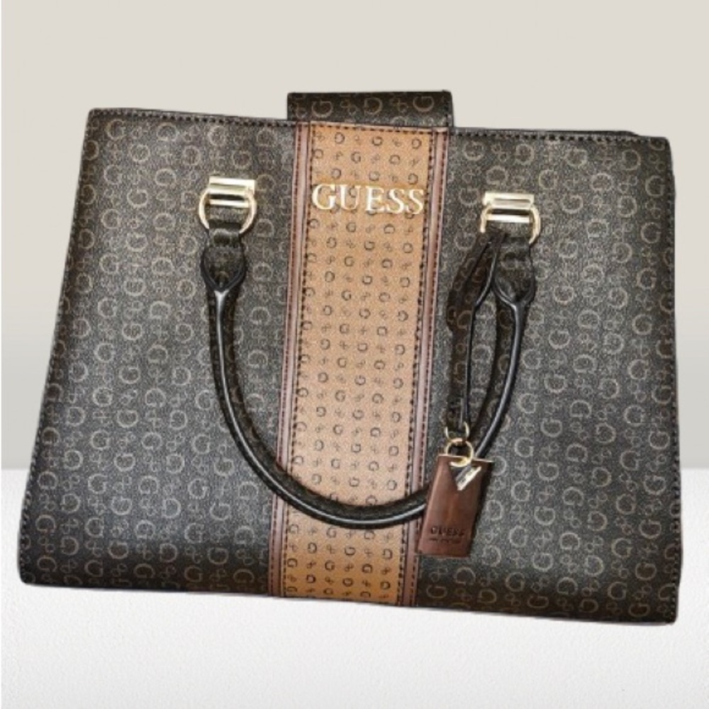 GUESS Suma Satchel Black and Brown Women's Bag NWT